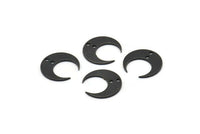 Siyah Ay Tılsımı, 2 Delikli 12 Oksitlenmiş Siyah Pirinç Hilal Tılsımı (14x13,5x5x0,8 mm) BS 2367 H1378