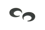 Siyah Ay Tılsımı, 2 Delikli 12 Oksitlenmiş Siyah Pirinç Hilal Tılsımı (14x13,5x5x0,8 mm) BS 2367 H1378