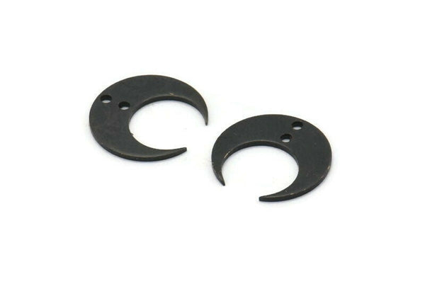 Siyah Ay Tılsımı, 2 Delikli 12 Oksitlenmiş Siyah Pirinç Hilal Tılsımı (14x13,5x5x0,8 mm) BS 2367 H1378