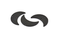 Siyah Ay Tılsımı, 2 Delikli 4 Çekiçlenmiş Oksitlenmiş Siyah Pirinç Ay, Boynuz Kolye Tılsımı (26x10x1mm) N0975