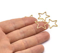 Brass Star Charm, 50 Raw Brass Open Star Charms (21x0.8mm) BS 1077
