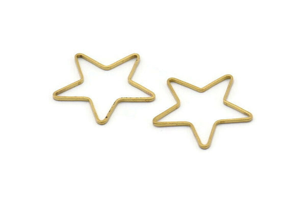 Brass Star Charm, 50 Raw Brass Open Star Charms (24x0.8x0.6mm) BS 1078