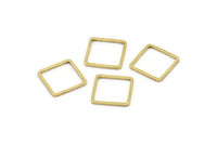 Brass Square Charm, 50 Raw Brass Square Connectors (12mm) Bs-1117