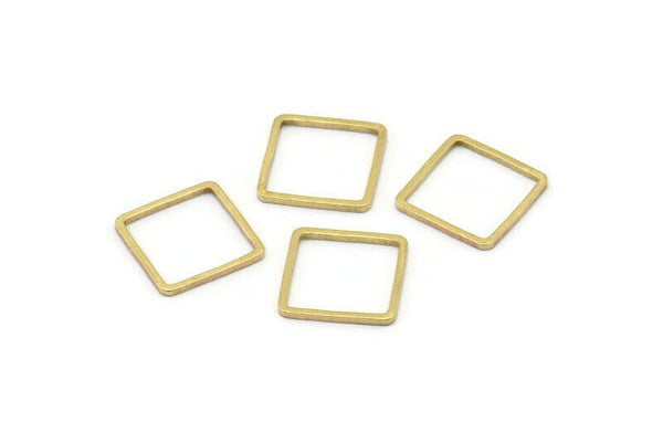 Brass Square Charm, 50 Raw Brass Square Connectors (12mm) Bs-1117