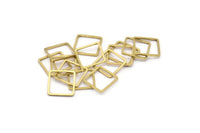 Brass Square Charm, 50 Raw Brass Square Connectors (12mm) Bs-1117