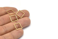 Brass Square Charm, 50 Raw Brass Square Connectors (12mm) Bs-1117