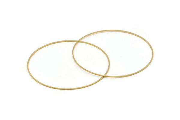 75mm Circle Connectors - 12 Raw Brass Circle Connectors (75x1x1mm) BS 1102