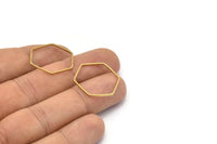 Hexagon Ring Charm, 50 Raw Brass Hexagon Shaped Ring Charms (22x0.80mm) BS 1176