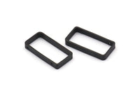 Siyah Dikdörtgen Charm, 2 Delikli 12 Oksitlenmiş Siyah Pirinç Dikdörtgen Bağlantı Parçası (10x20x2,5x0,80 mm) BS 1745