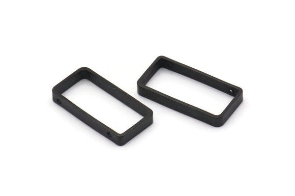 Siyah Dikdörtgen Charm, 2 Delikli 12 Oksitlenmiş Siyah Pirinç Dikdörtgen Bağlantı Parçası (10x20x2,5x0,80 mm) BS 1745