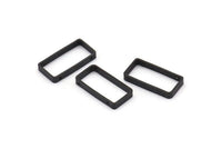 Siyah Dikdörtgen Charm, 2 Delikli 12 Oksitlenmiş Siyah Pirinç Dikdörtgen Bağlantı Parçası (10x20x2,5x0,80 mm) BS 1745