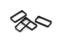Siyah Dikdörtgen Charm, 2 Delikli 12 Oksitlenmiş Siyah Pirinç Dikdörtgen Bağlantı Parçası (10x20x2,5x0,80 mm) BS 1745