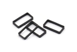 Siyah Dikdörtgen Charm, 2 Delikli 12 Oksitlenmiş Siyah Pirinç Dikdörtgen Bağlantı Parçası (10x20x2,5x0,80 mm) BS 1745