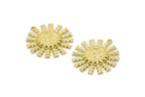 Brass Sun Charm, 2 Raw Brass Sun Pendants With 1 Loop, Charm Pendants (30x27x1.2mm) N1575