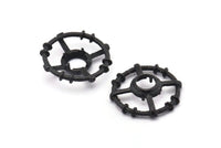 Black Circle Charm, 2 Oxidized Black Brass Round Pendants - Pad Size 8mm (26x6x2mm) BS 1897