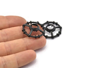 Black Circle Charm, 2 Oxidized Black Brass Round Pendants - Pad Size 8mm (26x6x2mm) BS 1897