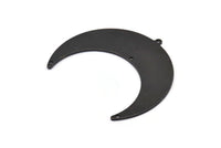 Siyah Ay Tılsımı, 1 Döngü ve 3 Delikli 2 Oksitlenmiş Siyah Pirinç Hilal Tılsımı, Damgalama Boşlukları (50x17x0,90 mm) M825