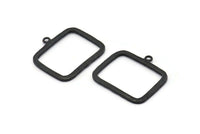 Siyah Dikdörtgen Charm, 1 Halkalı 2 Çekiçlenmiş Oksitlenmiş Siyah Pirinç Dikdörtgen Kolye (30x24x1,7 mm) BS 1869 H1317