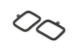Siyah Dikdörtgen Charm, 1 Halkalı 2 Çekiçlenmiş Oksitlenmiş Siyah Pirinç Dikdörtgen Kolye (30x24x1,7 mm) BS 1869 H1317