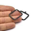 Siyah Dikdörtgen Charm, 1 Halkalı 2 Çekiçlenmiş Oksitlenmiş Siyah Pirinç Dikdörtgen Kolye (30x24x1,7 mm) BS 1869 H1317