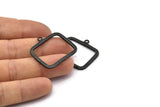 Siyah Dikdörtgen Charm, 1 Halkalı 2 Çekiçlenmiş Oksitlenmiş Siyah Pirinç Dikdörtgen Kolye (30x24x1,7 mm) BS 1869 H1317