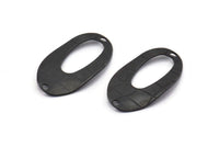 Black Oval Connector, 12 Oxidized Black Brass Oval Connectors (23x14mm) Bs 1284