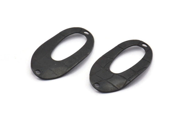 Black Oval Connector, 12 Oxidized Black Brass Oval Connectors (23x14mm) Bs 1284