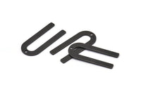 Siyah U Şeklinde Tılsım, 1 Delikli 10 Oksitlenmiş Siyah Pirinç U Şeklinde Tılsım, Boşluklar (30x13x0,80 mm) M164 H0900