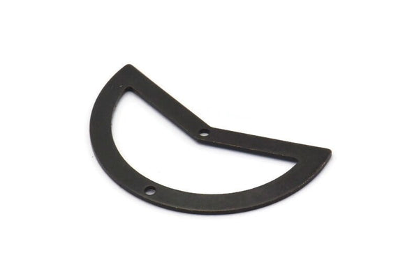 Black Moon Charm, 6 Oxidized Black Brass Moon Charms With 2 Holes, Blanks (38x18x0.80mm) M230