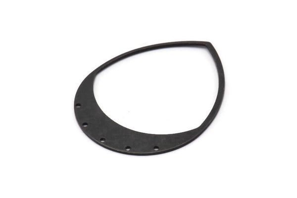 Siyah Damla Charm, 5 Delikli 2 Oksitlenmiş Siyah Pirinç Damla Charm (45x36x0,80 mm) M1010