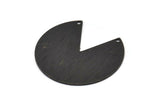 Black Circle Charm, 2 Textured Oxidized Black Brass Pizza Slice Pendants With 2 Holes, Findings (37x34x0.80mm) M208