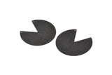 Black Circle Charm, 2 Textured Oxidized Black Brass Pizza Slice Pendants With 2 Holes, Findings (37x34x0.80mm) M208