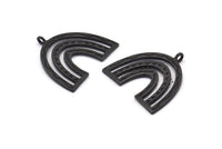 Black Charm, 2 Oxidized Black Brass, Black Pendants, Charm Pendants, Black U Shape Charms With 1 Loop (25x23x1.2mm) N1460