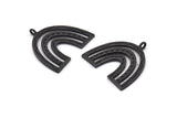Black Charm, 2 Oxidized Black Brass, Black Pendants, Charm Pendants, Black U Shape Charms With 1 Loop (25x23x1.2mm) N1460