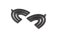 Black Charm, 2 Oxidized Black Brass, Black Pendants, Charm Pendants, Black U Shape Charms With 1 Loop (25x23x1.2mm) N1460