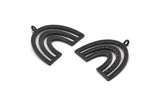 Black Charm, 2 Oxidized Black Brass, Black Pendants, Charm Pendants, Black U Shape Charms With 1 Loop (25x23x1.2mm) N1460