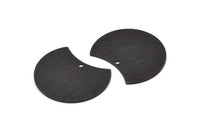 Siyah Ay Tılsımı, 1 Delikli 4 Dokulu Oksitlenmiş Siyah Pirinç Ay Tılsımı, Damgalama Boşlukları (28x21x0,80 mm) M063