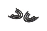 Black Charm, 2 Oxidized Black Brass, Black Pendants, Charm Pendants, Black U Shape Charms With 2 Loops (26x23x1.2mm) N1452 H0941
