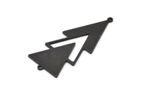 Siyah Üçgen Charm, 2 Döngülü 4 Oksitlenmiş Siyah Pirinç Üçgen Charm (51x21x1mm) M01113