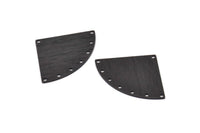 Black Triangle Charm, 4 Textured Oxidized Black Brass Fan Charms With 8 Holes, Stamping Blanks, Findings (40x27x0.80mm) M299