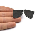 Black Triangle Charm, 4 Textured Oxidized Black Brass Fan Charms With 8 Holes, Stamping Blanks, Findings (40x27x0.80mm) M299