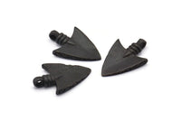 Siyah Sivri Uç, 4 Oksitlenmiş Siyah Pirinç Taş Devri Sivri Uç Kolye Ucu, 1 Halka (23x15 mm) N0259