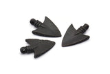 Siyah Sivri Uç, 4 Oksitlenmiş Siyah Pirinç Taş Devri Sivri Uç Kolye Ucu, 1 Halka (23x15 mm) N0259