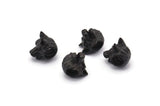 Black Wolf Beads, 5 Oxidized Black Brass Wolf Bracelet Parts (11x10mm) N0377 S1194