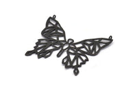 Black Butterfly Charm, Oxidized Black Brass Butterfly Charm With 2 Loops, Pendants (51x44x1.2mm) N1465