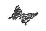 Black Butterfly Charm, Oxidized Black Brass Butterfly Charm With 2 Loops, Pendants (51x44x1.2mm) N1465