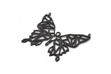 Black Butterfly Charm, Oxidized Black Brass Butterfly Charm With 2 Loops, Pendants (51x44x1.2mm) N1465