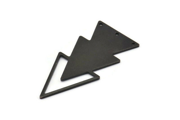 Siyah Üçgen Tılsımı, 3 Delikli 4 Oksitlenmiş Siyah Pirinç Üçgen Tılsımı (47x21x1mm) M01108