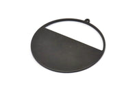 Siyah Yuvarlak Charm, 1 Döngülü 2 Oksitlenmiş Siyah Pirinç Yuvarlak Charm, Damgalama Boşlukları (45x43x0,90 mm) M658