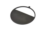 Siyah Yuvarlak Charm, 1 Döngülü 2 Oksitlenmiş Siyah Pirinç Yuvarlak Charm, Damgalama Boşlukları (45x43x0,90 mm) M658
